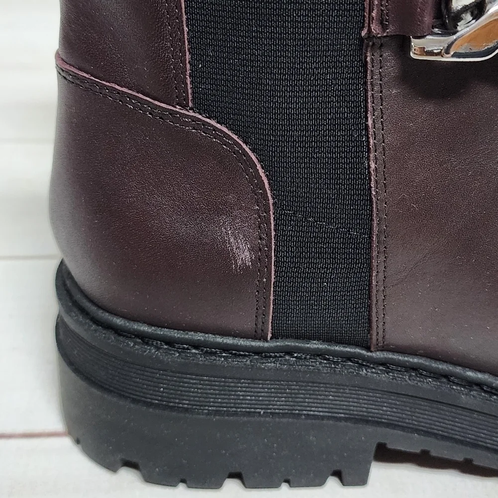 Marc Fisher Parrie Lugsole Bootie in Burgundy Leather Size 9 - New In Box